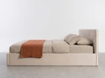 Letto imbottito 160x200 con contenitore, Tilo Beige Velvet