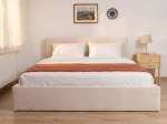 Letto imbottito 160x200 con contenitore, Tilo Beige Velvet