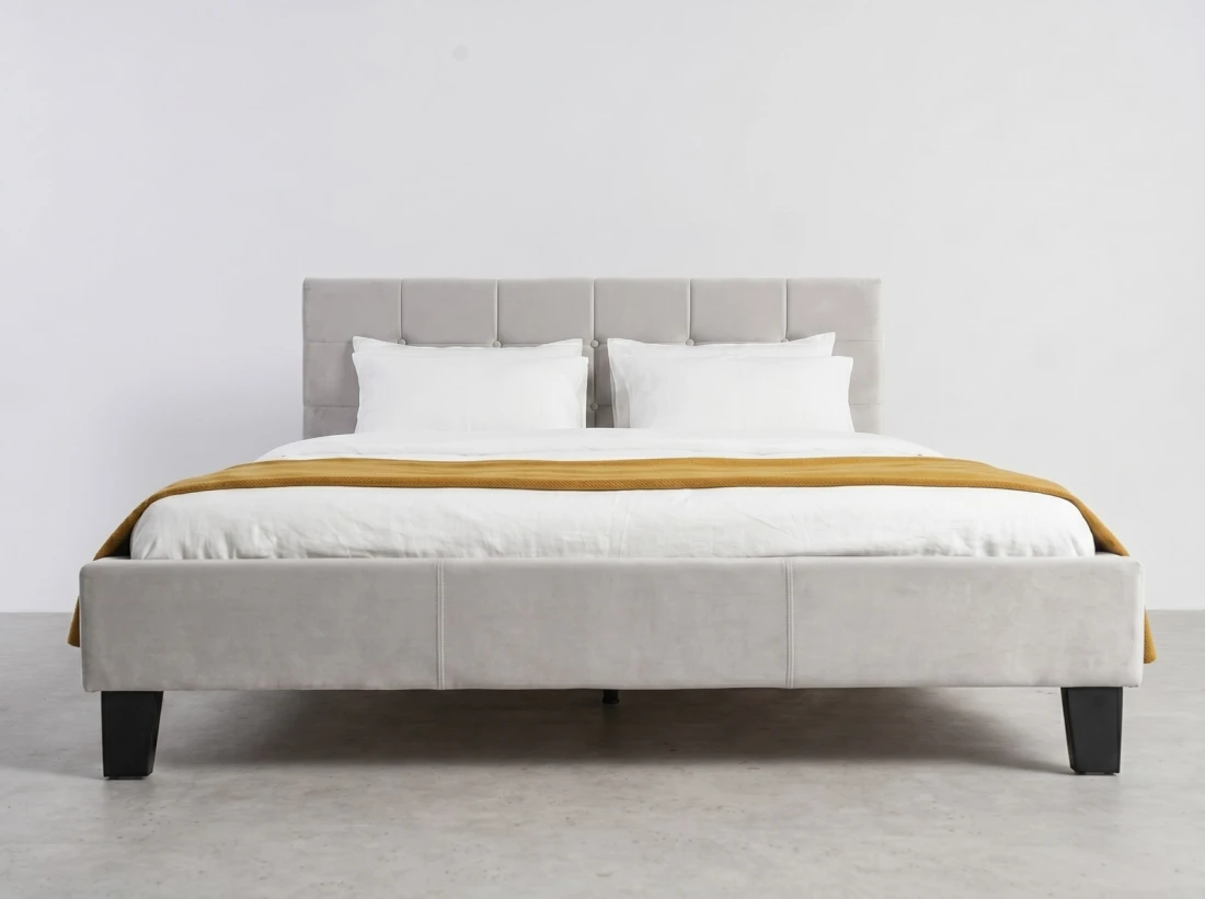 Letto imbottito 140x200 Sumi Grigio Velvet