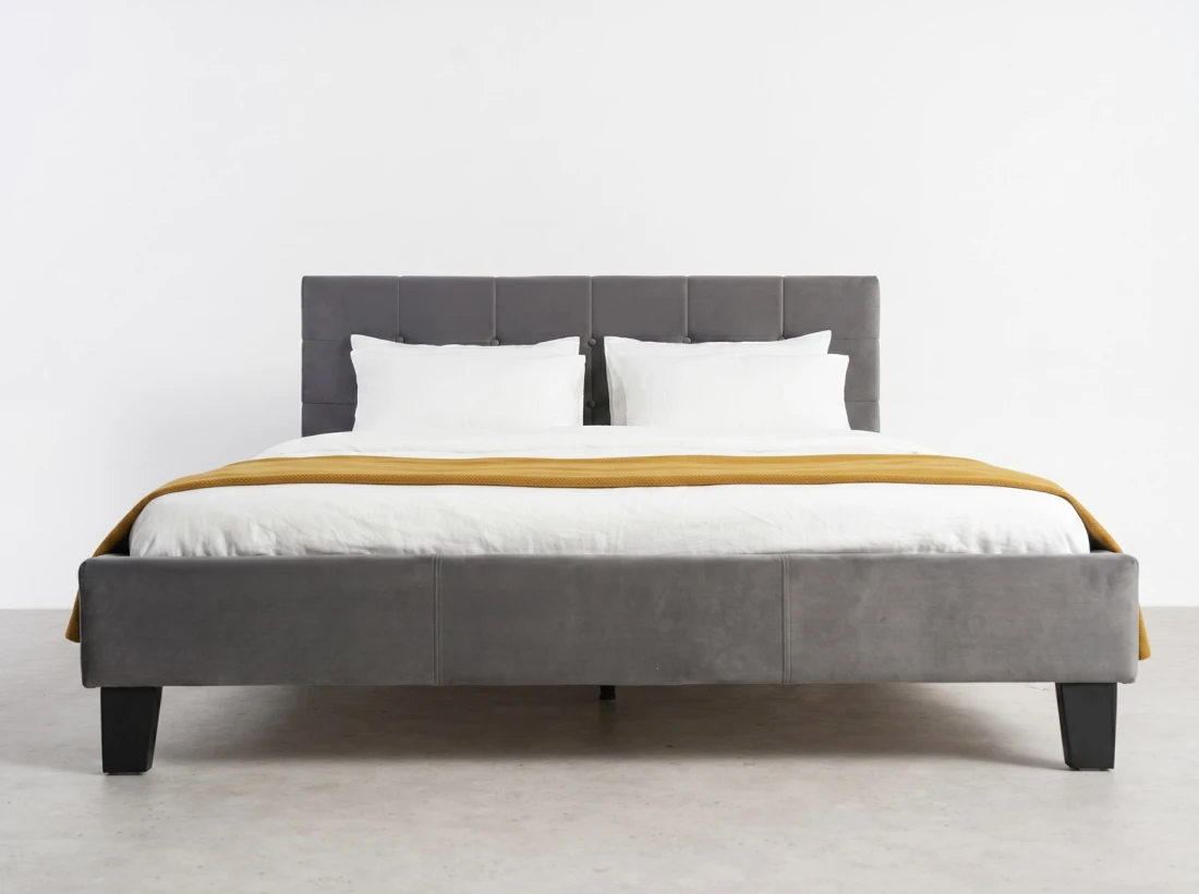 Letto imbottito 140x200 Sumi Grafite Velvet