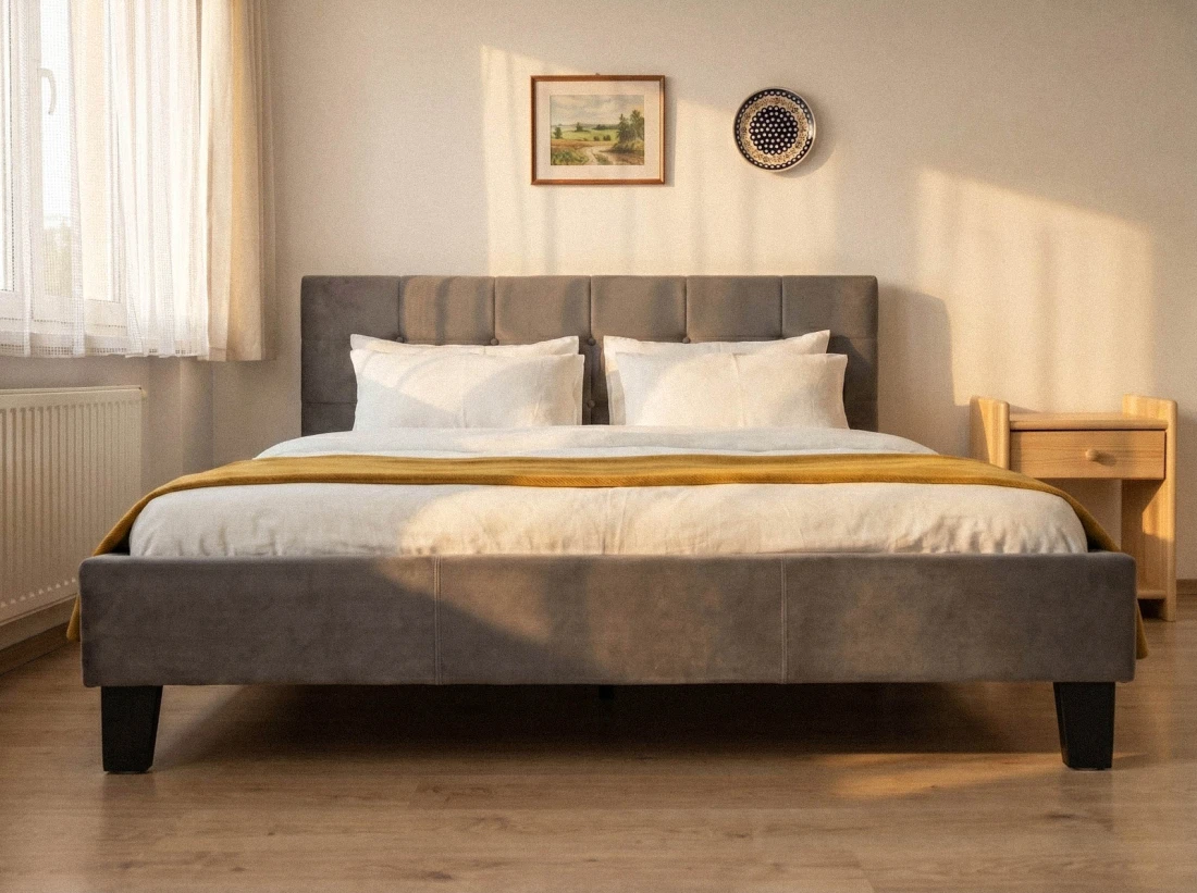Letto imbottito 140x200 Sumi Grafite Velvet
