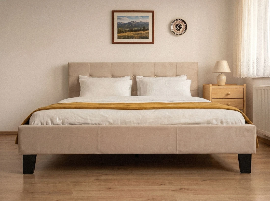 Letto imbottito 120x200 Sumi Beige Velvet