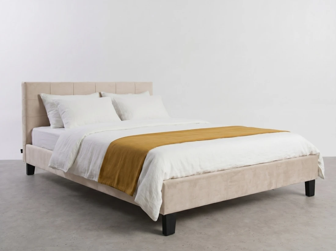 Letto imbottito 140x200 Sumi Beige Velvet