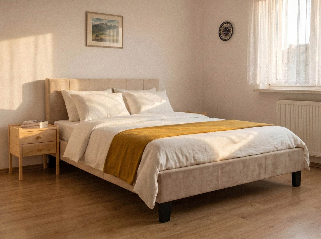 Letto imbottito 180x200 Sumi Beige Velvet