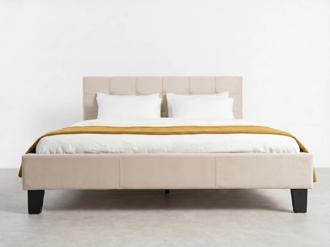 Letto imbottito 180x200 Sumi Beige Velvet