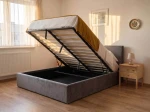 Letto imbottito 140x200 con contenitore, Tilo Grafite Velvet