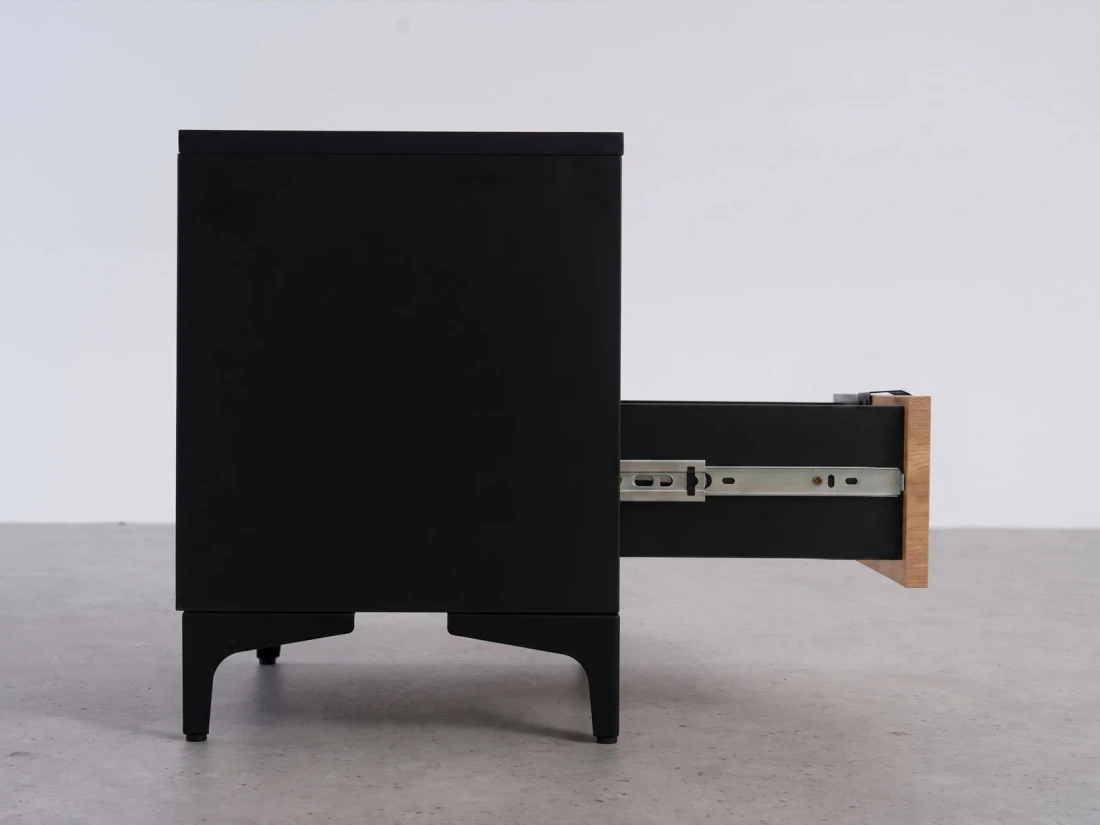 Comodino 38x47 cm Nobio nero + rovere artigianale