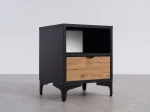 Comodino 38x47 cm Nobio nero + rovere artigianale