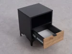 Comodino 38x47 cm Nobio nero + rovere artigianale