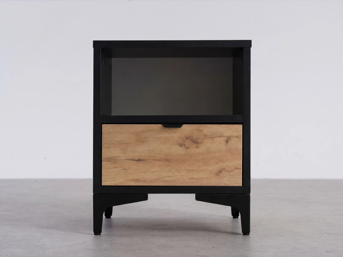 Comodino 38x47 cm Nobio nero + rovere artigianale