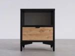 Comodino 38x47 cm Nobio nero + rovere artigianale