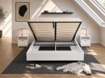 Letto levitante con contenitore 140x200 bianco DM2 realizzato con pannello per mobili