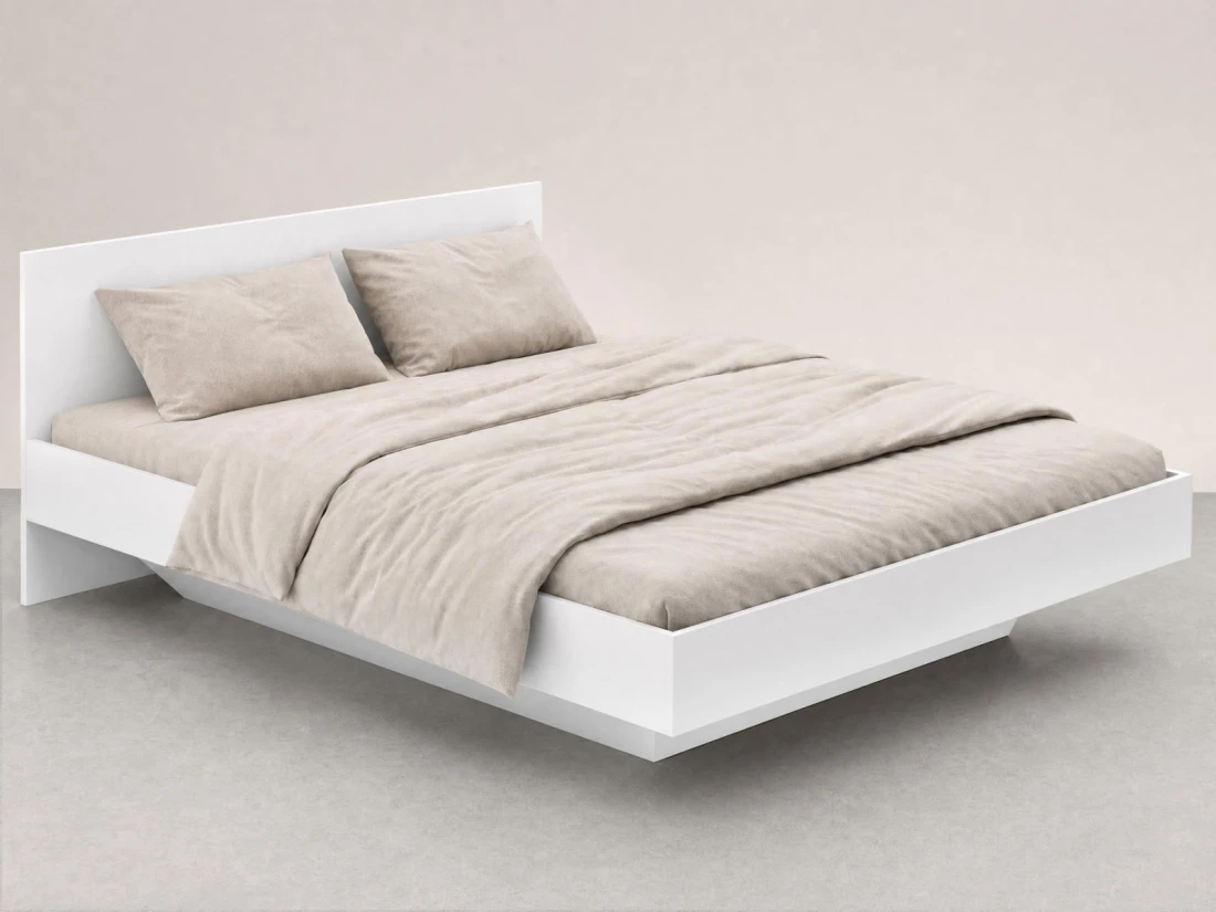 Letto levitante con contenitore 160x200 bianco DM2 realizzato con pannello per mobili