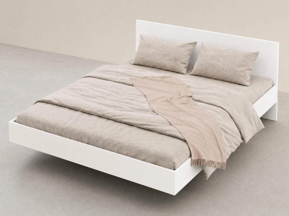 Letto levitante con contenitore 180x200 bianco DM2 realizzato con pannello per mobili