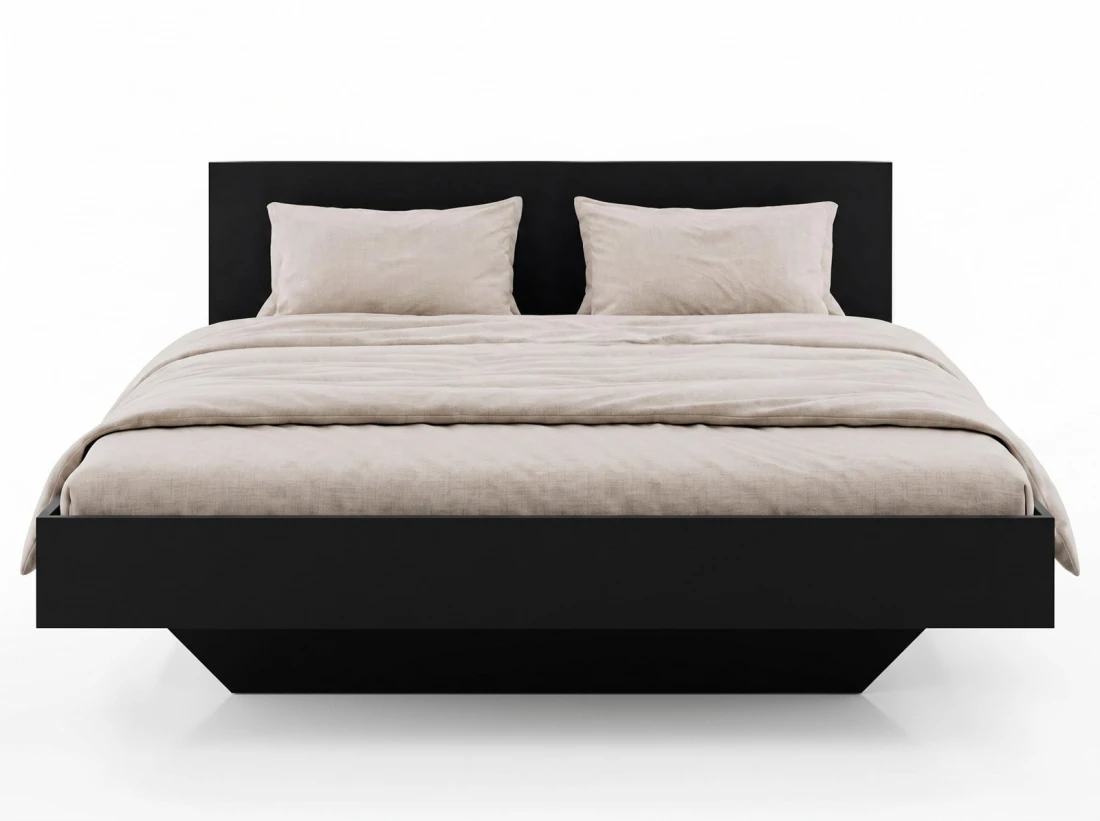 Letto levitante con contenitore 120x200 nero DM2 realizzato con pannello per mobili
