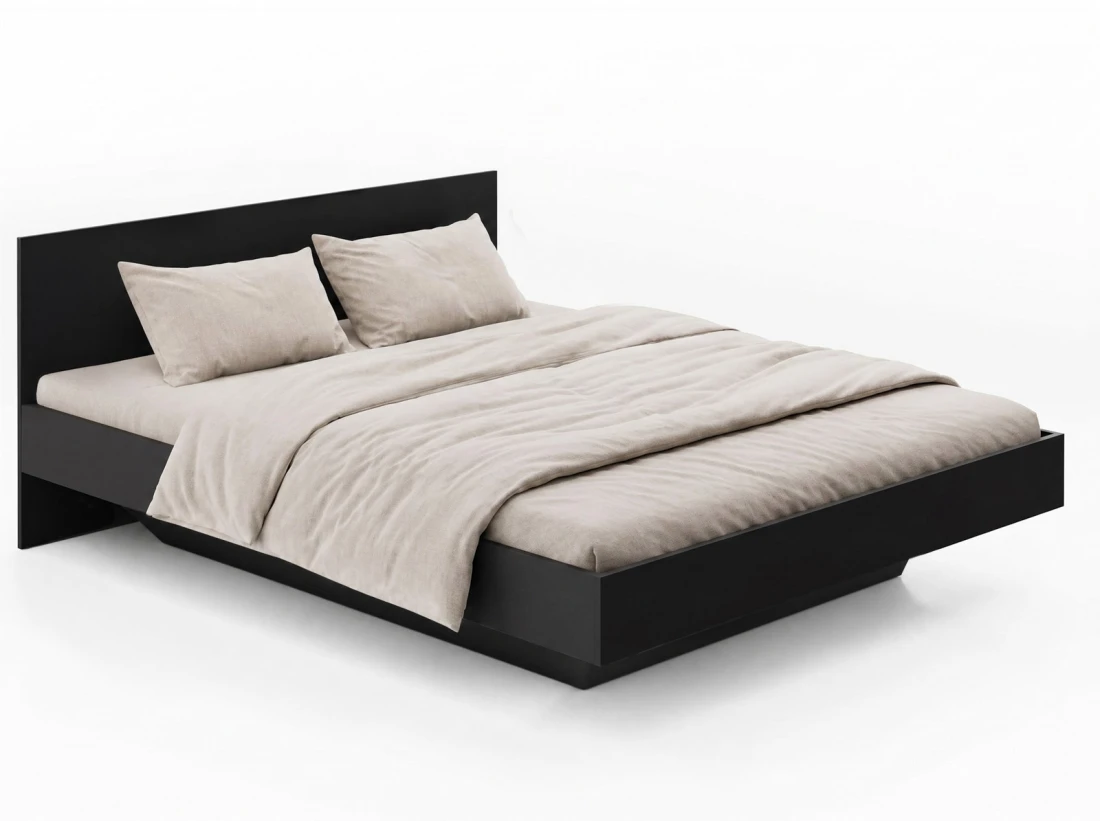 Letto levitante con contenitore 120x200 nero DM2 realizzato con pannello per mobili