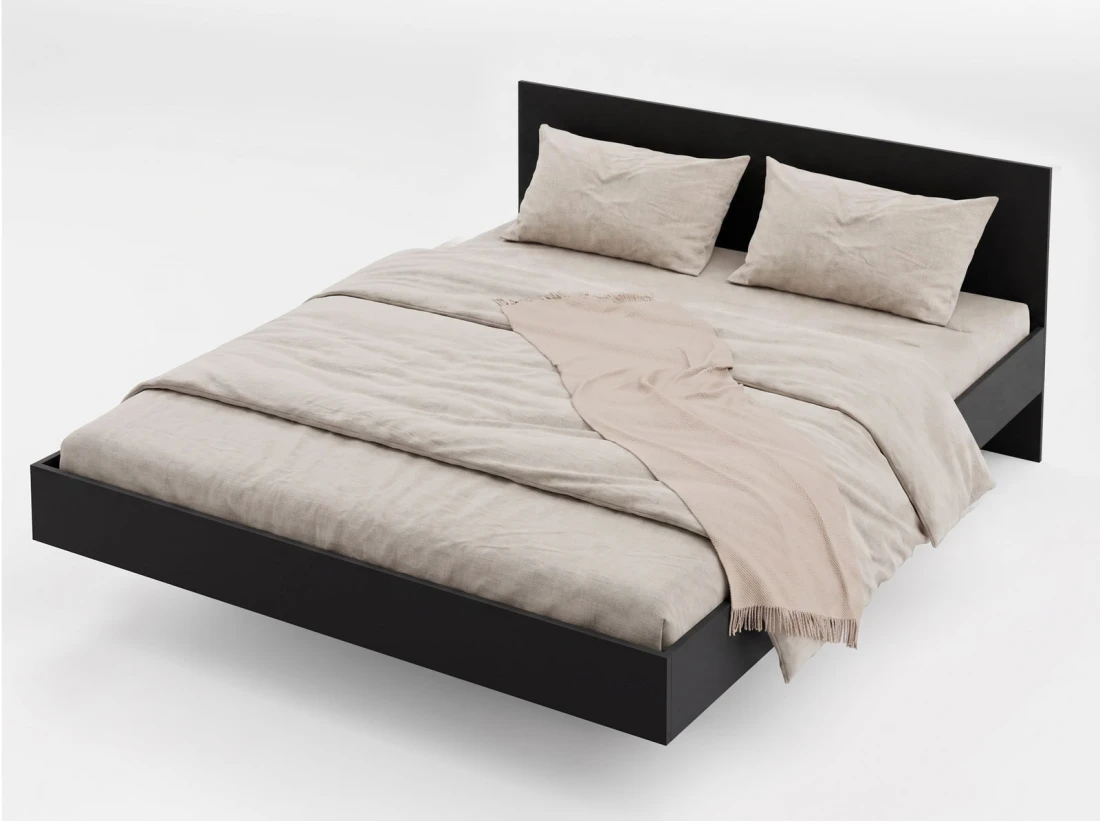 Letto levitante con contenitore 140x200 nero DM2 realizzato con pannello per mobili