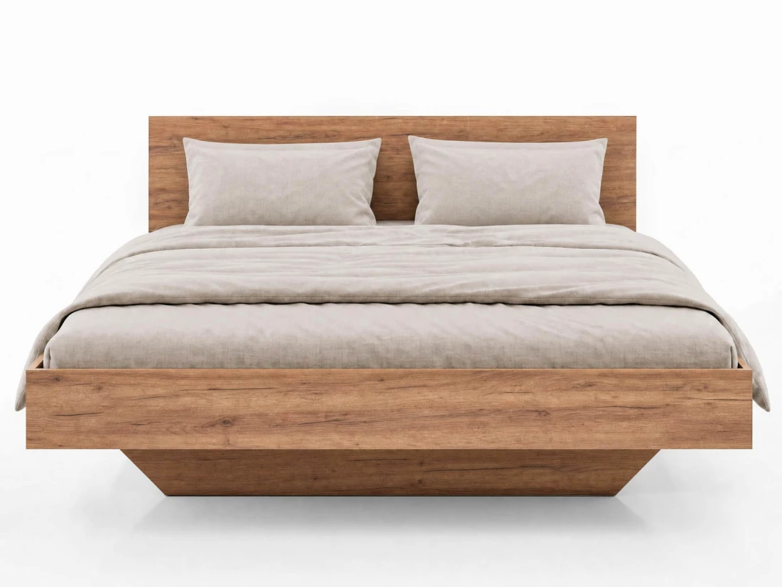 Letto levitante con contenitore 120x200 rovere artigianale DM2 realizzato con pannello per mobili