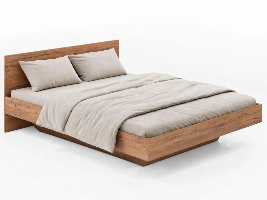 Letto levitante con contenitore 120x200 rovere artigianale DM2 realizzato con pannello per mobili