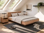 Letto levitante con contenitore 140x200 rovere artigianale DM2 realizzato con pannello per mobili