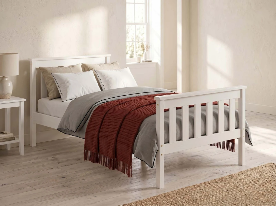 Letto in legno 90x200 Alion bianco