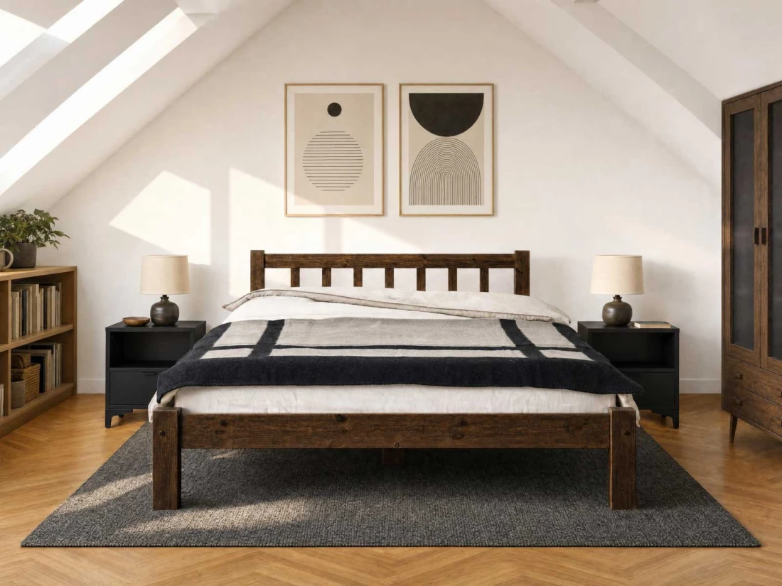 Letto in pino 140x200 Ofelia noce