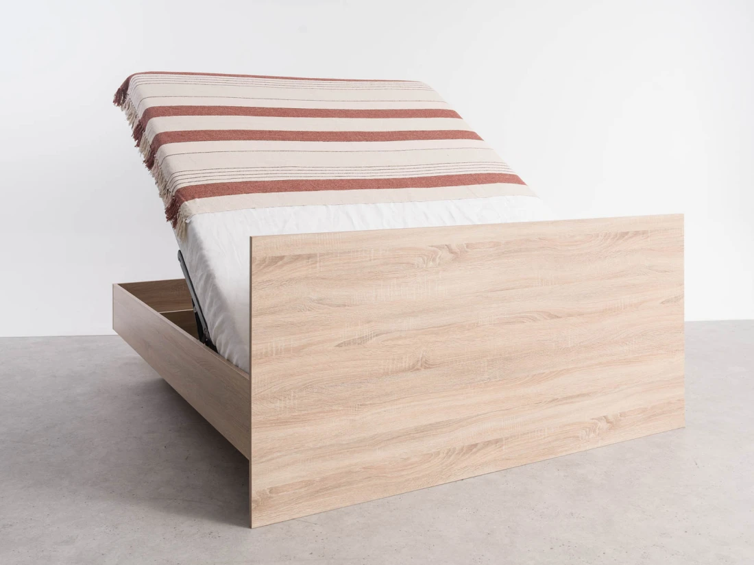 Letto levitante con contenitore 140x200 rovere di sonoma DM2 realizzato con pannello per mobili