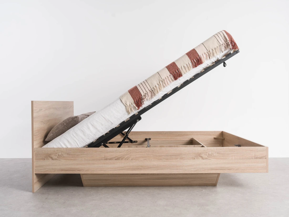 Letto levitante con contenitore 160x200 rovere di sonoma DM2 realizzato con pannello per mobili