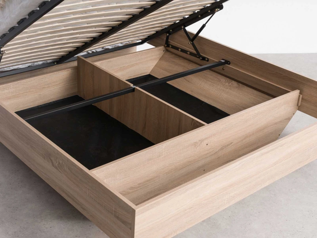 Letto levitante con contenitore 160x200 rovere di sonoma DM2 realizzato con pannello per mobili