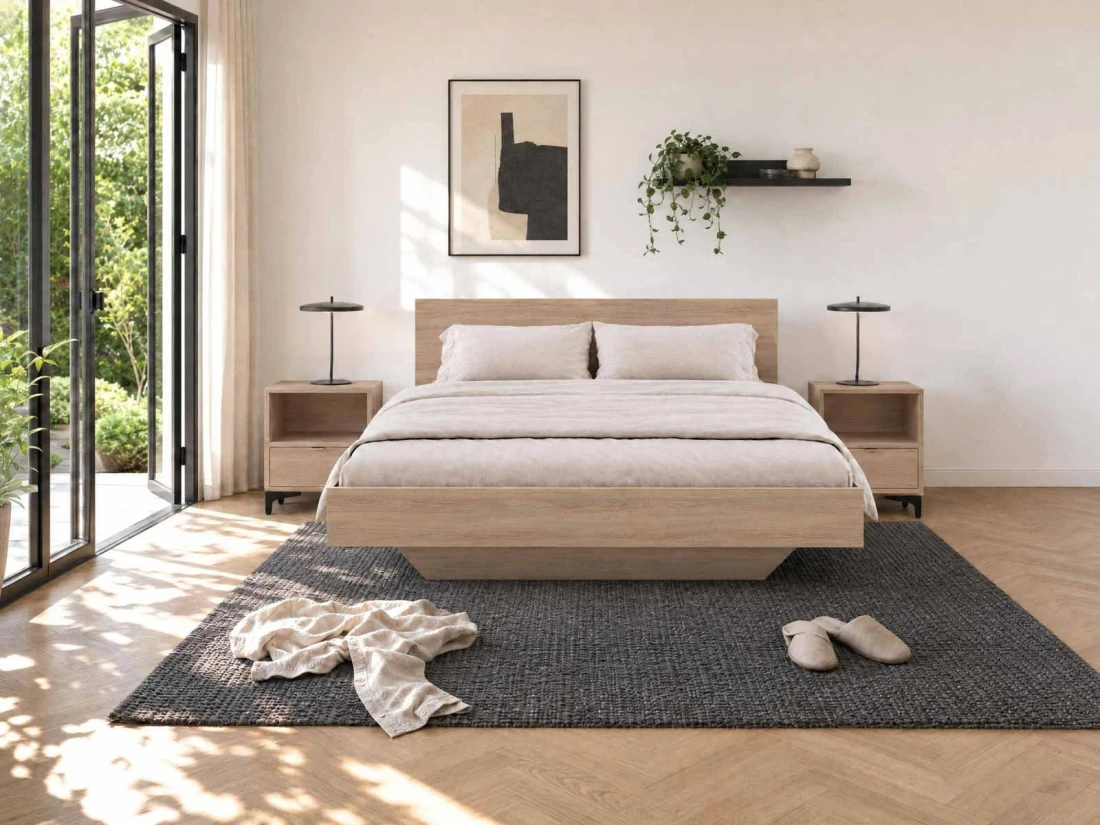 Letto levitante con contenitore 180x200 rovere di sonoma DM2 realizzato con pannello per mobili