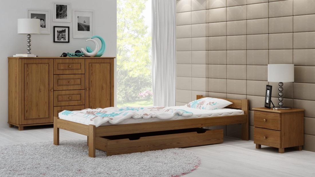 Letto in legno 90x200 Naba eco rovere