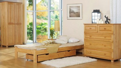Letto in legno 90x200 Ada, colore ontano