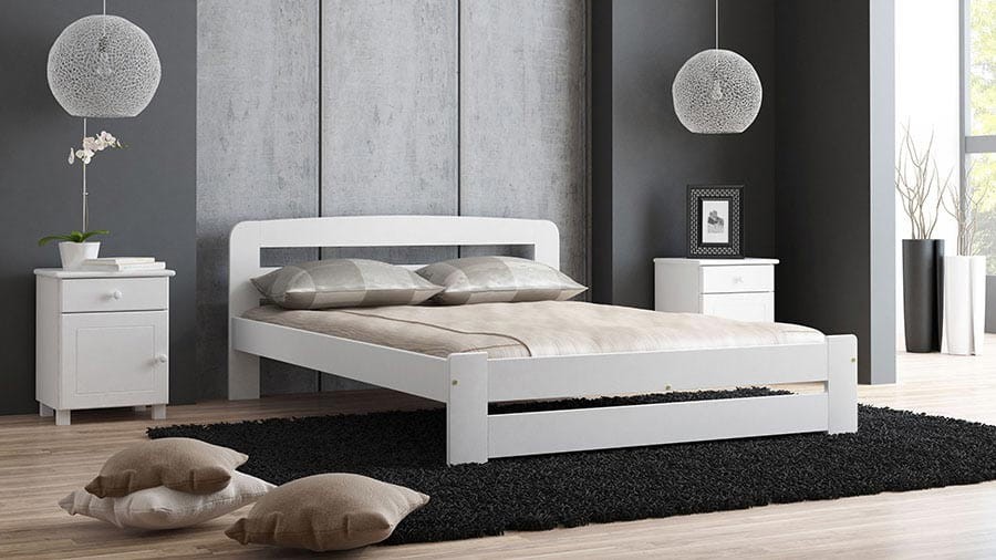 Letto 140x200 in pino Lidia colore bianco