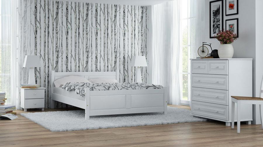Letto 180x200 in legno Lena bianco