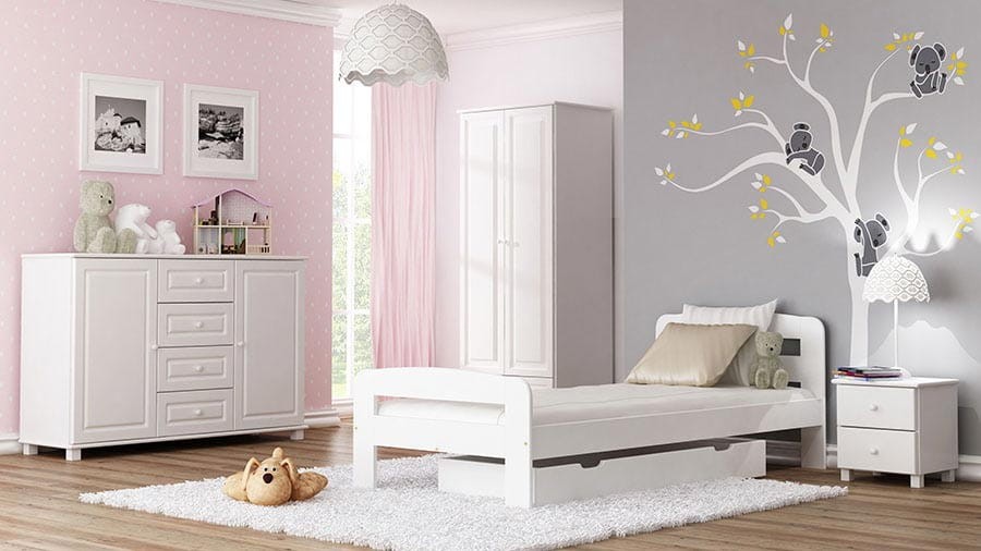 Letto in legno 90x200 Klaudia bianco