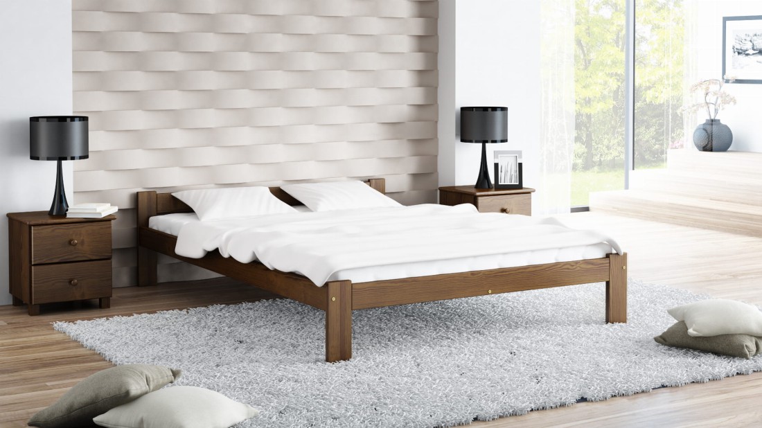 Letto in legno 140x200 Naba eco noce