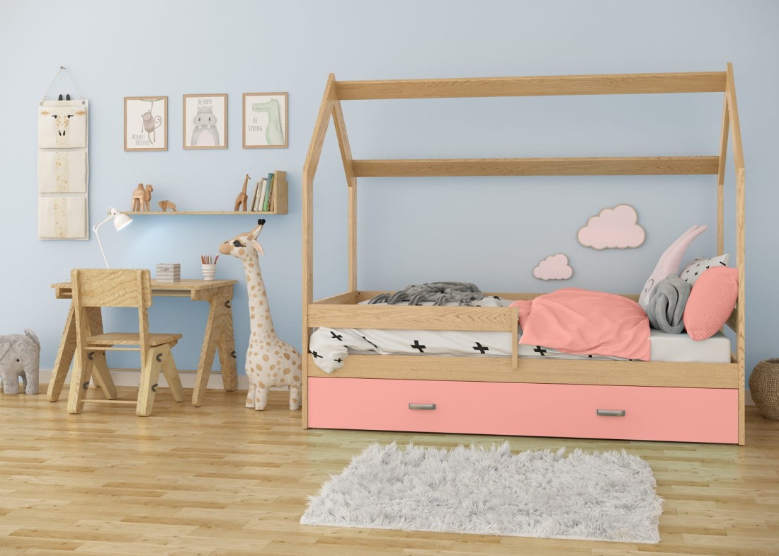 Lettino Montessori 80x160 cm a Casetta Pino e sponde D3