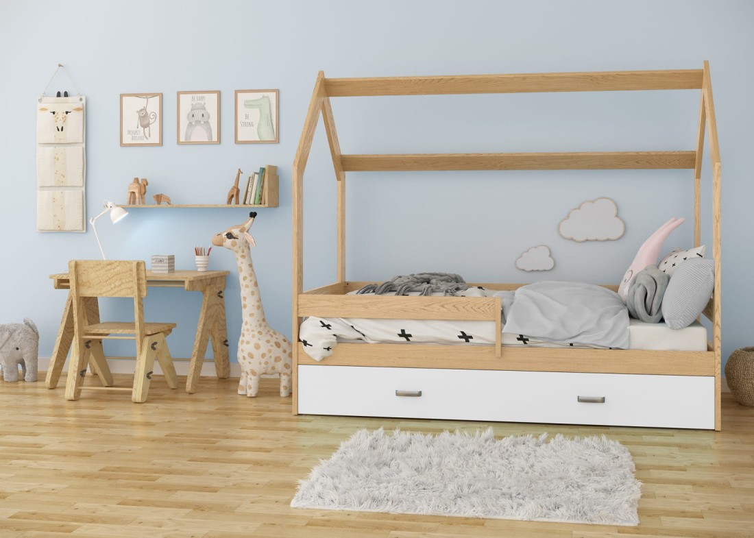 Lettino Montessori 80x160 cm a Casetta Pino e sponde D3