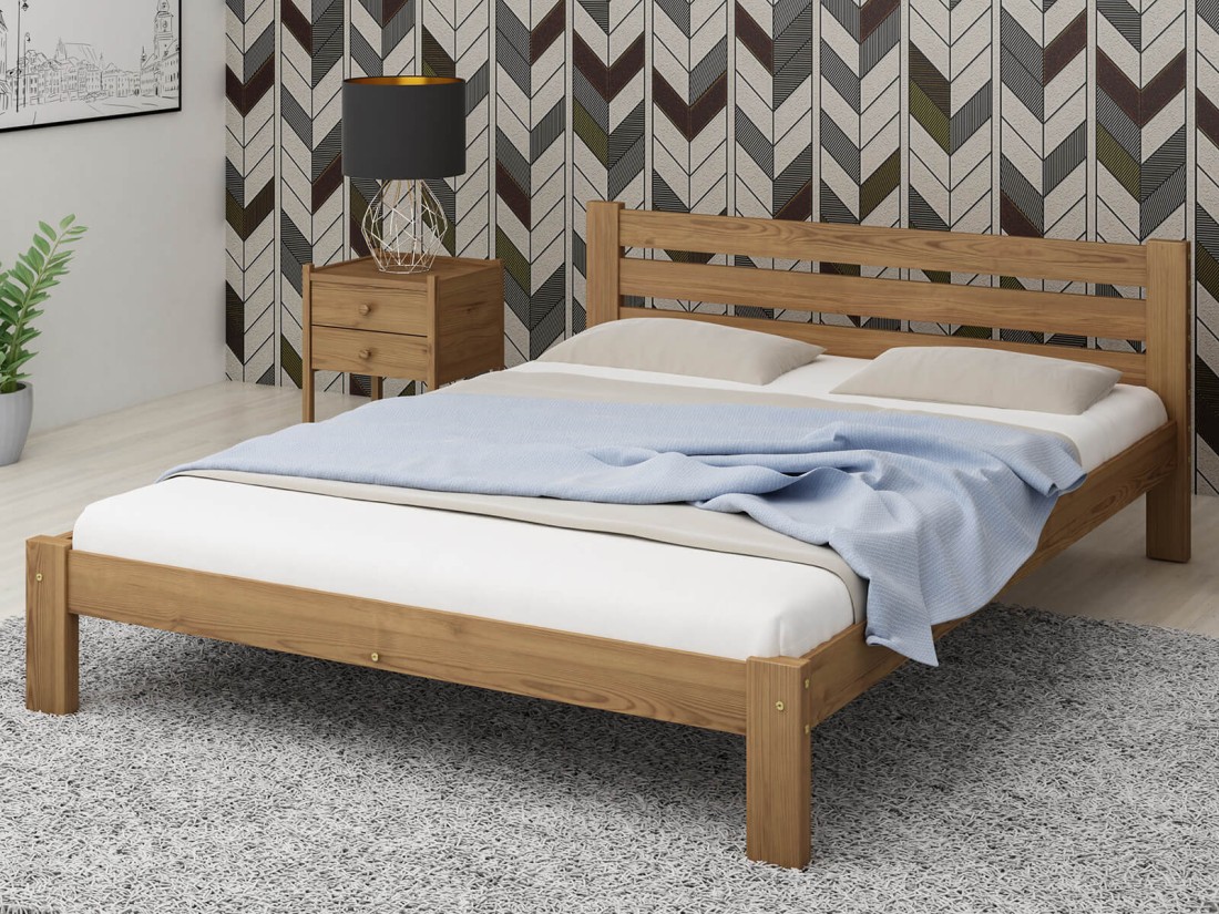 Letto 140x200 in pino Azja rovere