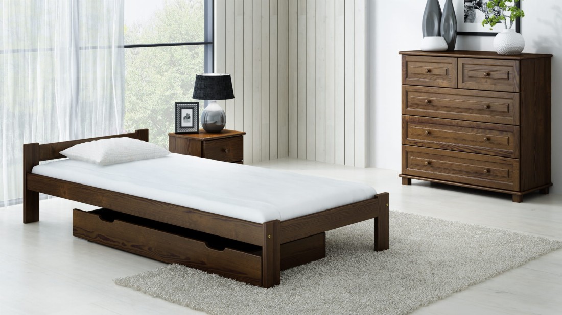 Letto in legno 90x200 Naba eco noce