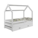 Lettino Montessori 80x160 cm a Casetta Bianco e sponde D3