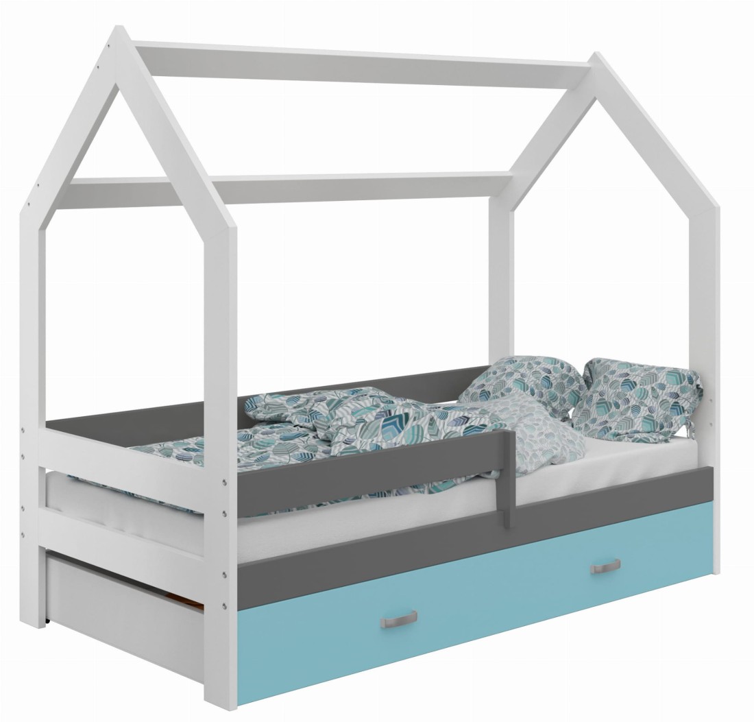 Lettino Montessori 80x160 cm a Casetta Bianco e sponde D3