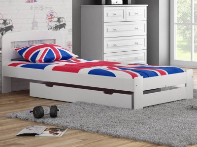 Letto 90x200 in pino Lidia colore bianco
