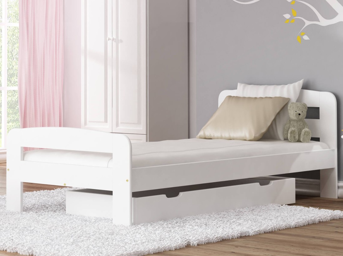 Letto in legno 90x200 Klaudia bianco