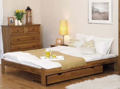 Letto in legno 160x200 Ada, colore rovere