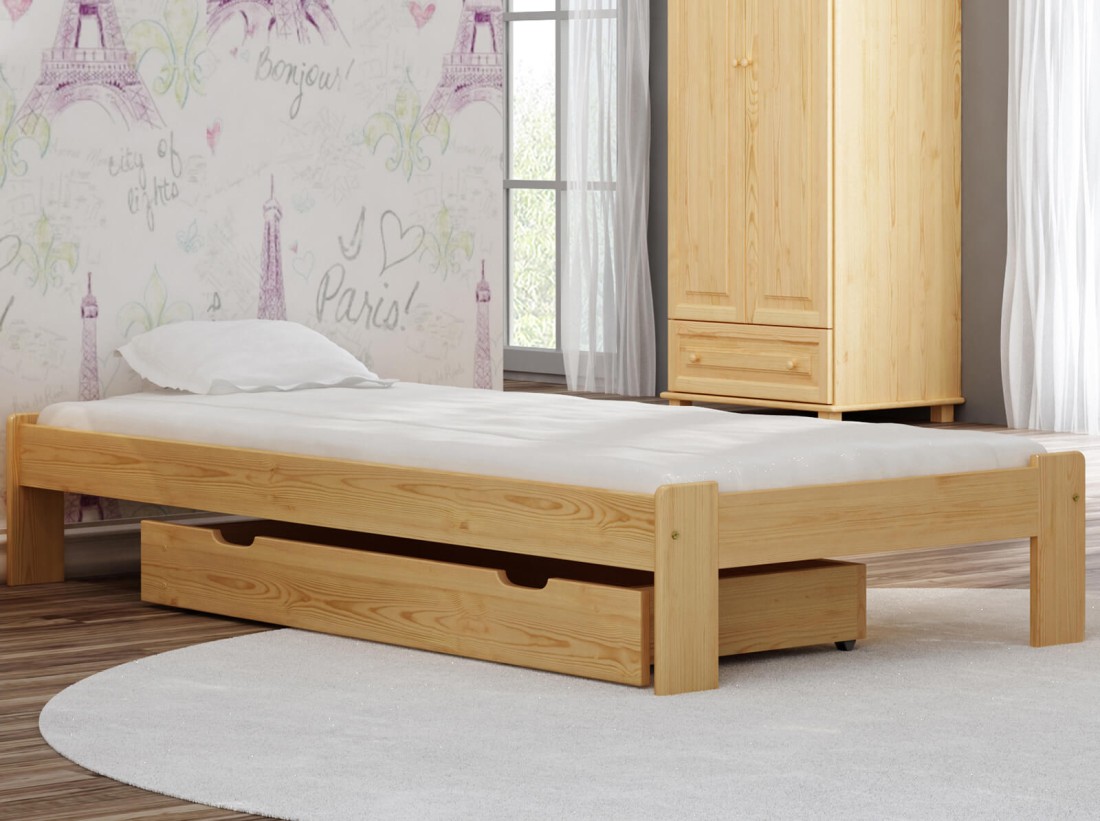 Letto in legno 90x200 Ada, colore pino