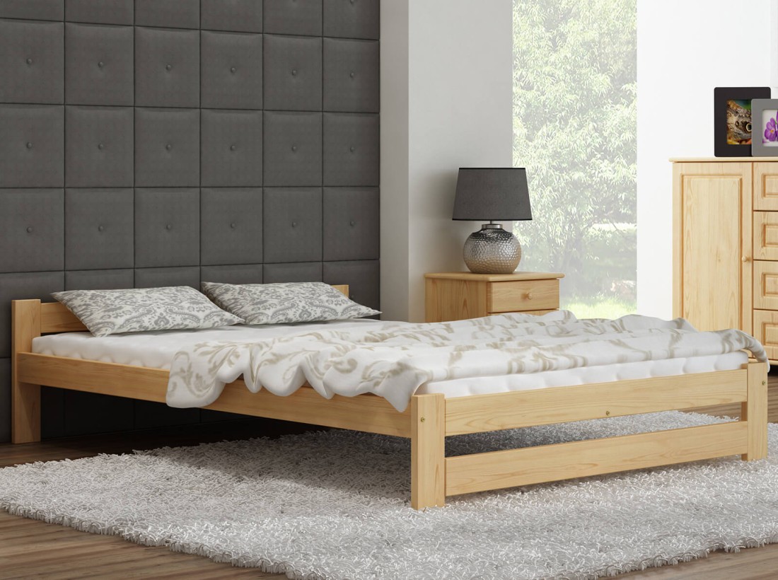 Letto in legno 140x200 Inter eco pino con materasso in schiuma