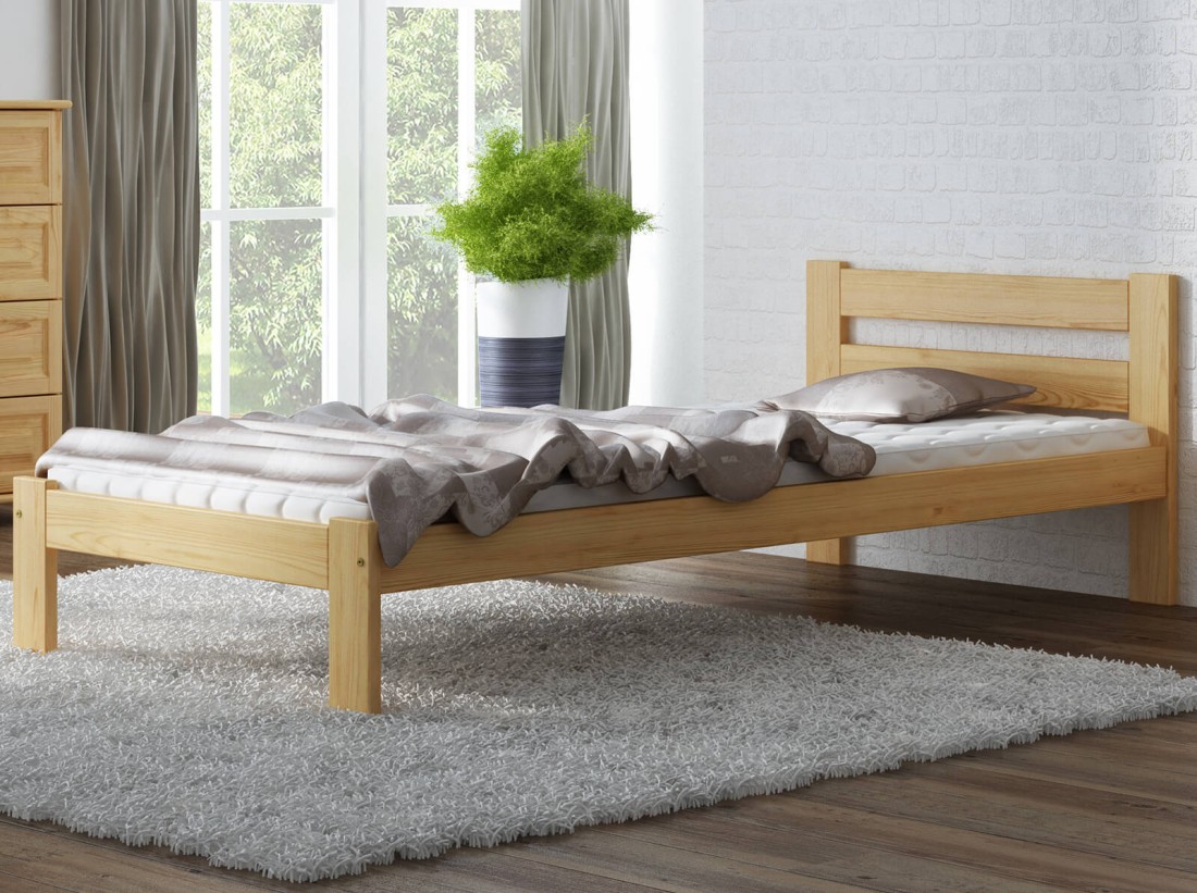 Letto 90x200 in legno Mato non verniciato