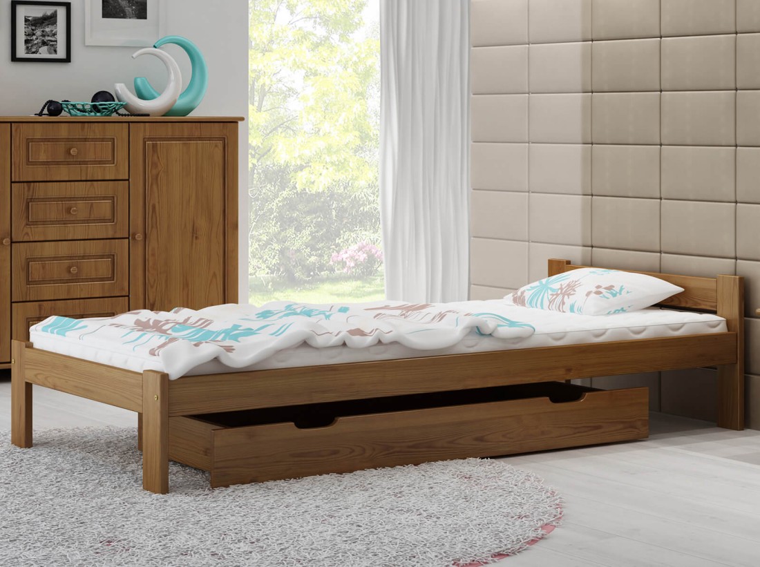 Letto in legno 90x200 Naba eco rovere