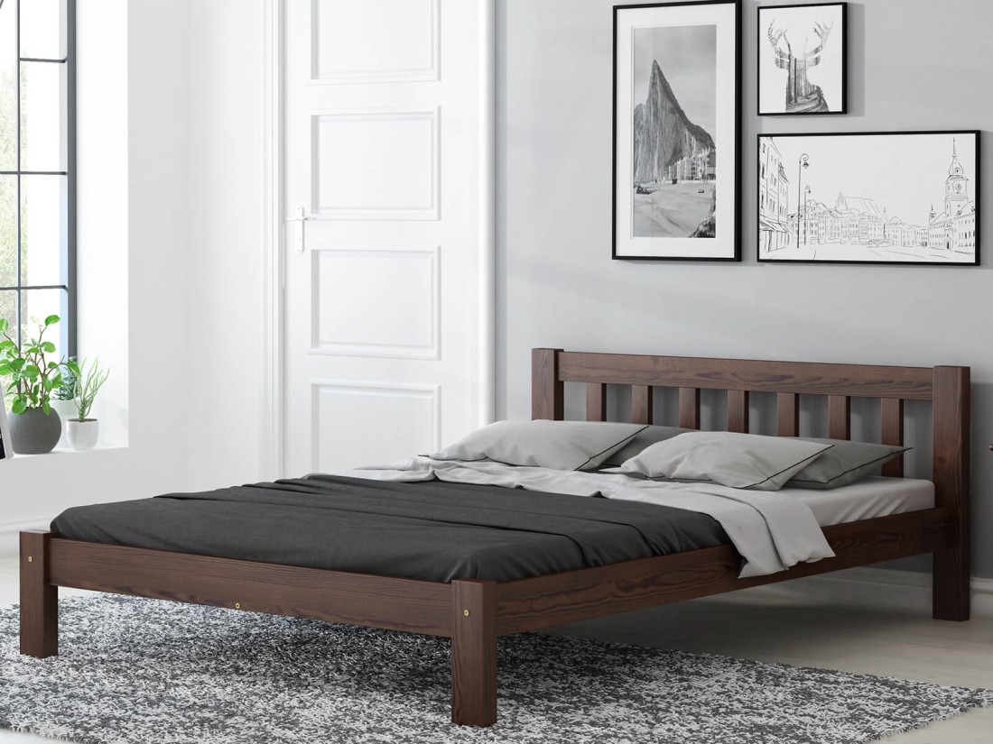 Letto in pino 160x200 Ofelia noce